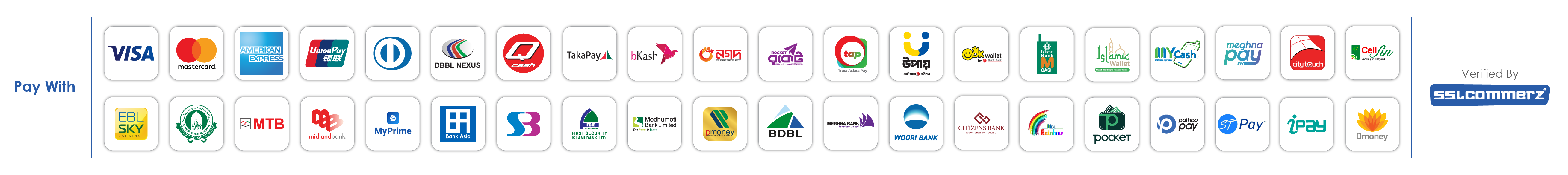 SSLCommerz Payment Gateway - Pay with Visa, Mastercard, American Express, bKash, Nagad, Rocket, Upay, Internet Banking